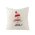 Polyester Christmas pillow cover featuring a cute skiing cartoon snowman pattern - Skiing Snowman (JYM074-23)