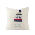 Polyester Christmas pillow cover in oatmeal with Warm Wishes deer print - Jym074-25 / 45*45cm (Pillow Not Included)
