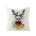 Christmas panda pillowcase with red scarf and reindeer antlers in beige polyester - Jym074-26 / 45*45cm (Pillow Not Included)