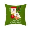 Green Christmas pillow case with 25th December calendar and gingerbread man pattern - Christmas Calendar Element Style (TPR232-10) / 45x45cm