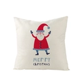 Square polyester Christmas pillow cover with Santa Claus print and Merry Christmas text - Blue Stripe Santa (JYM074-27)