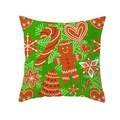Green Christmas pillow case with gingerbread man and candy cane festive pattern - Green Gingerbread Man Snowflake Pattern (TPR232-12) / 45x45cm