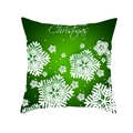 Green Christmas pillow case with white snowflakes and Merry Christmas text decor - Green Simple White Snowflake (TPR232-14) / 45x45cm