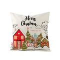 Polyester Christmas pillowcase with cartoon deer and snow house festive print - Festive Town Happy New Year (JYM074-30)