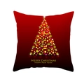 Housse de coussin rouge de Noël avec sapin doré composé de rennes et d'étoiles - Sapin de Noël doré à dégradé rouge (TPR222-1) / 45*45cm (Coussin non inclus)