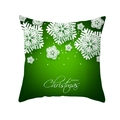 Green Christmas pillowcase featuring white snowflakes and Merry Christmas text - Green Gradient Snowflake Design (TPR232-15) / 45x45cm