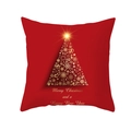 Housse de coussin de Noël rouge avec sapin en flocons dorés et texte de vœux festifs - Sapin de Noël Étoilé (TPR222-2) / 45*45cm (Coussin non inclus)
