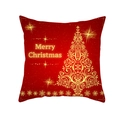 Housse de coussin de Noël en peau de pêche rouge et or avec texte Merry Christmas - Sapin de Noël à Volutes (TPR222-3) / 45*45cm (Coussin non inclus)