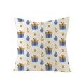 Christmas pillowcase featuring blue gift boxes and golden heart patterns on fabric - Jym074-33 / 45*45cm (Pillow Not Included)