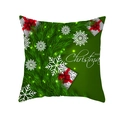 Green peach skin pillowcase with Merry Christmas text and festive gift box patterns - Green Pine Needle Gift Box Mix (TPR232-17) / 45x45cm