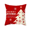 Housse de coussin de Noël rouge avec silhouette d'arbre blanc et vœux de fin d'année - Silhouette de Sapin de Noël Blanche (TPR222-4) / 45*45cm (Coussin non inclus)