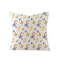 Christmas pillowcase with candy cane and blue bow print on beige linen fabric - Candy Cane (JYM074-34)