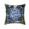 Green Christmas pillow case with Merry Christmas text, pine needles and berries - Dark Gray Stone Pinecone Style (TPR232-18) / 45x45cm