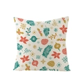 Polyester Christmas cushion cover featuring red flowers and green pine branches - Jym074-35 / 45*45cm (Pillow Not Included)