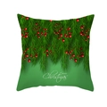 Green Christmas pillowcase with pine branches and Merry Christmas text print - Dark Green Pine Berry Design (TPR232-19) / 45x45cm