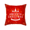 Red Christmas peach skin pillowcase with white snowflake and Merry Christmas prints - Vintage Pattern Christmas Tree (TPR222-6) / 45*45cm (Insert Not Included)