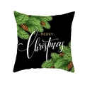 Christmas peach skin pillowcase in black featuring green pine branches and Merry Christmas text - Black Pine Branch Pinecone Style (TPR232-20) / 45x45cm