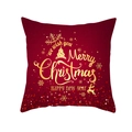 Red Christmas peach skin pillow cover with golden Merry Christmas deer and tree prints - Artistic Christmas New Year Greetings (TPR222-7) / 45*45cm (Insert Not Included)