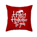 Red square Christmas pillowcase with Happy Hohoho text and Santa hat graphic - Santa Hat HoHoHo Artistic Text (TPR222-9) / 45*45cm (Insert Not Included)