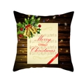 Christmas pillowcase with Merry Christmas text, pine needles and golden bells on wood grain - Wood Grain Bell Sheet Music Design (TPR232-24) / 45x45cm