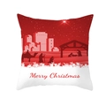 Red peach skin pillowcase featuring a white Nativity scene and Merry Christmas text - Nativity Scene Silhouette (TPR222-11) / 45*45cm (Insert Not Included)
