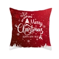 Red Christmas peach skin throw pillow cover with white reindeer and snowflake prints - White English Greeting (TPR222-12) / 45*45cm (Insert Not Included)