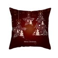 Deep red Christmas pillowcase featuring snowflake tree patterns and Merry Christmas text - Three Christmas Trees on Red Background (TPR222-13) / 45*45cm (Insert Not Included)