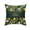 Dark green Merry Christmas pillowcase with gold ornaments and pine branches - Dark Green Silver Gold Ball Greeting (TPR232-27) / 45x45cm