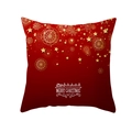 Red Christmas peach skin pillowcase with golden snowflakes and Merry Christmas text - Golden Starry Sleigh (TPR222-15) / 45*45cm (Insert Not Included)