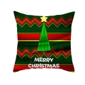 Christmas pillowcase with green geometric tree and red wavy stripes on peach skin fabric - Red Green Wave Pattern Xmas Tree (TPR232-30) / 45x45cm