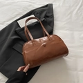 Bolso de hombro vintage marrón oscuro en cuero sintético mate con detalle de hebilla - Sin colgante / Marrón