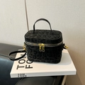 Borsa a scatola alla moda con stampa leopardata nera, zip dorate e tracolla regolabile - Senza Ciondolo / Nero