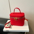 Borsa a scatola rossa con stampa leopardata, doppia zip dorata e tracolla rimovibile - Senza Ciondolo / Rosso