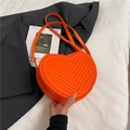 Bright orange heart-shaped crossbody bag with quilted faux leather and gold hardware - Orange