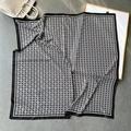 Elegant black and white silk square scarf with geometric circle patterns for women - Black and White Plaid