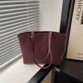 Grand sac cabas bordeaux en daim à imprimé léopard avec bandoulières pour femmes - Rouge