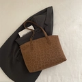 Bolso tote con estampado de leopardo marrón en ante sintético de gran capacidad - Marrón