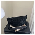 Detail of leopard print crossbody bag with metal zipper and adjustable strap - Black
