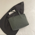 Sac fourre-tout vert gris foncé à motif léopard avec fines bandoulières élégantes - Vert
