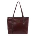 Bolso tote grande y minimalista de charol rojo oscuro con elegantes correas - Rojo