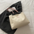 Off-white large tote bag with pink straps, fashion patch and silver metal chain detail - No Pendant / Pink Without Pendant