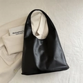 Minimalistische zwarte PU-lederen hobo-tas met matte afwerking voor dagelijks woon-werkverkeer - Zwart