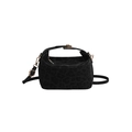 Minimalist black leopard print shoulder bag with gold hardware and adjustable strap - Black