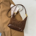 Borsa a tracolla alla moda con stampa leopardata e finiture marroni e metallo dorato - Marrone