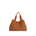 Sac fourre-tout minimaliste en daim marron avec larges anses pour le trajet quotidien - Marron