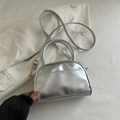 Sac à main croissant argenté métallisé chic en cuir PU avec bandoulière réglable - Argenté