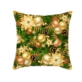 Green and gold Christmas pillow cover with floral poinsettia and pine cone patterns - Full Gold Festive Floral (TPR232-32) / 45x45cm