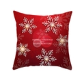 Red Christmas peach skin pillowcase featuring white snowflakes and holiday greetings - White Stars and Snowflakes on Red Background (TPR222-19) / 45*45cm (Insert Not Included)