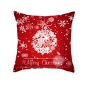Red Christmas peach skin pillowcase with snowflake ornament and Merry Christmas text - Snowflake Ball with Bow (TPR222-20) / 45*45cm (Insert Not Included)