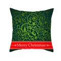 Green Christmas peach skin pillowcase with red banner and Merry Christmas text - Red Green Scrolling Pattern Greeting (TPR232-36) / 45x45cm